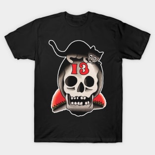 13 Cat Skull Tattoo Design T-Shirt